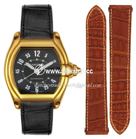 Cartier W62003V2-BLK Roadster Mens Automatic 18k Yellow Gold