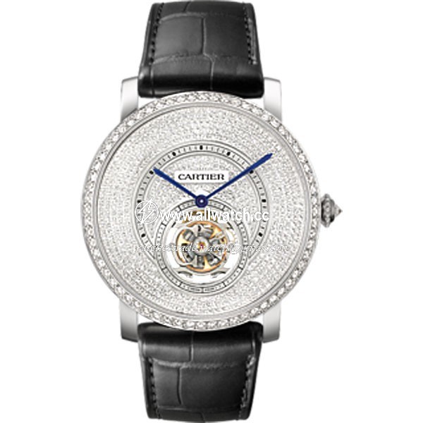 Cartier HPI00592 Rotonde de Cartier Mens Hand Wind 18kt Rhodiumized White Gold