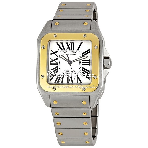 Cartier W200728G Santos de Cartier Mens Automatic 18kt Yellow Gold and Stainless Steel