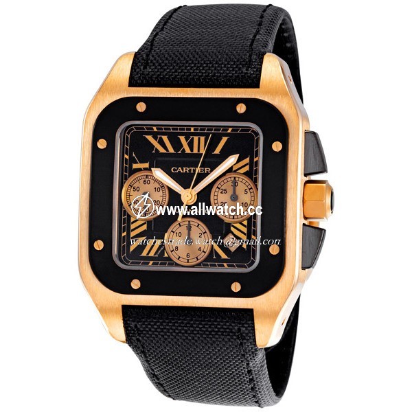 Cartier W2020003 Santos de Cartier Mens Automatic 18k Rose Gold