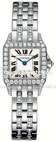 Cartier WF9003YC Santos de Cartier Ladies Quartz 18Kt White Gold