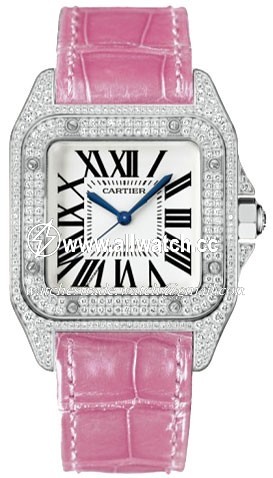 Cartier WM501751 Santos de Cartier Ladies Automatic 18kt White Gold Case Set With Diamonds
