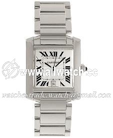 Cartier W50011S3 Tank Mens Automatic Polished 18k white gold