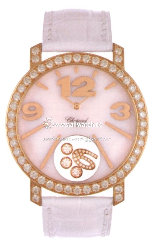 Chopard 207450-5005 Happy Diamonds Ladies Quartz 18kt Rose Gold Case Set with Diamonds