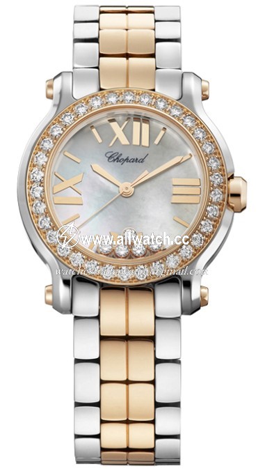 Chopard 278509-6005 Happy Sport Ladies Quartz Stainless Steel and 18kt Rose Gold