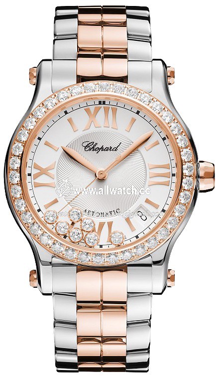Chopard 278559-6004 Happy Sport Ladies Automatic 18k Rose Gold and Stainless Steel