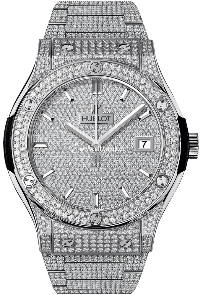 Hublot 511.NX.9010.NX.3704 Classic Fusion Mens Automatic Diamond Pave Titanium