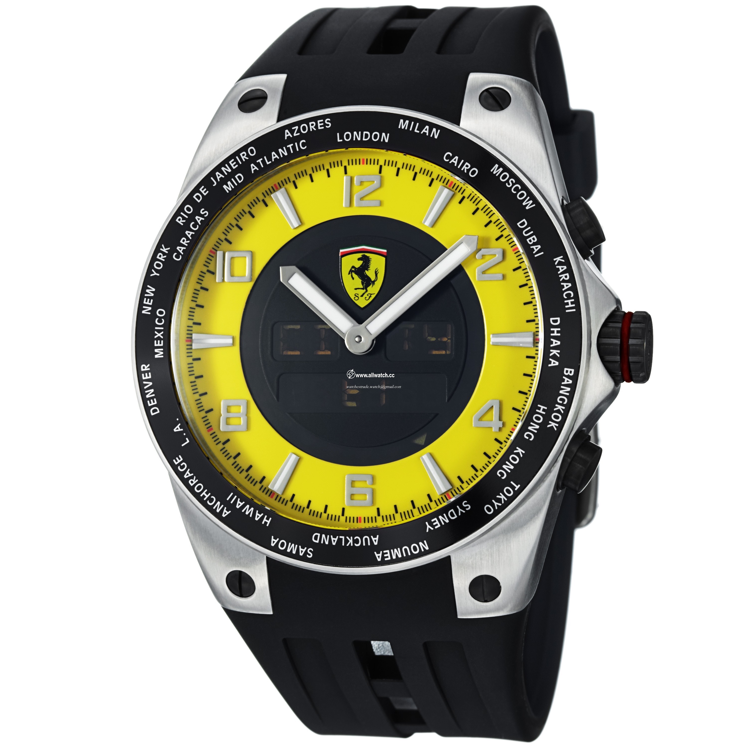 Ferrari FE-05-ACC-YW World Time Mens Quartz Stainless Steel