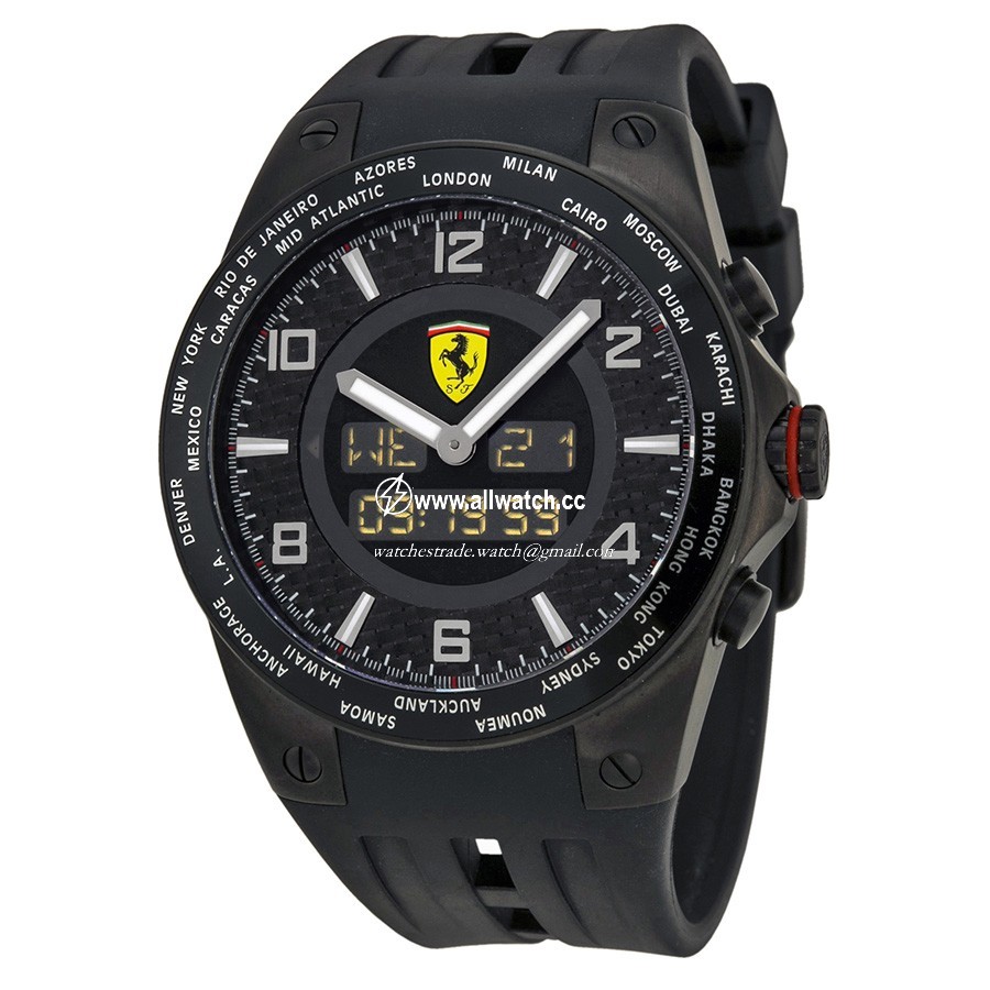 Ferrari FE-05-IPB-FC World Time Mens Quartz Black PVD Stainless Steel