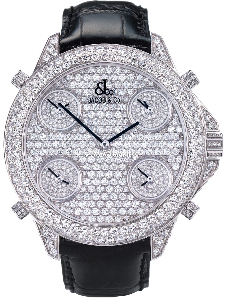 Jacob Co. royalP The Royal Collection Mens Quartz 18k White Gold Pave Diamond