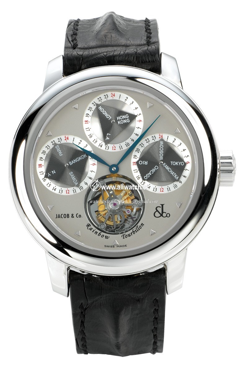 Jacob Co. r2Wg Rainbow Tourbillon Mens Hand Wind 18k White Gold