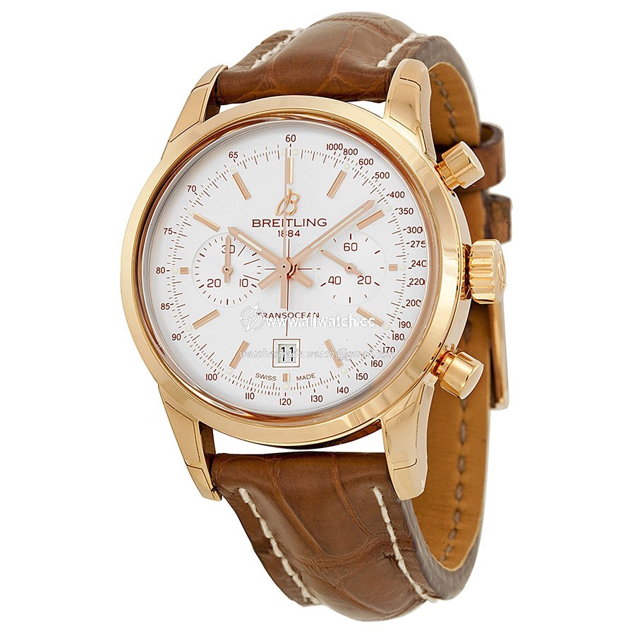 Breitling 4811 Transocean Mens Hand Wind 18kt Rose Gold
