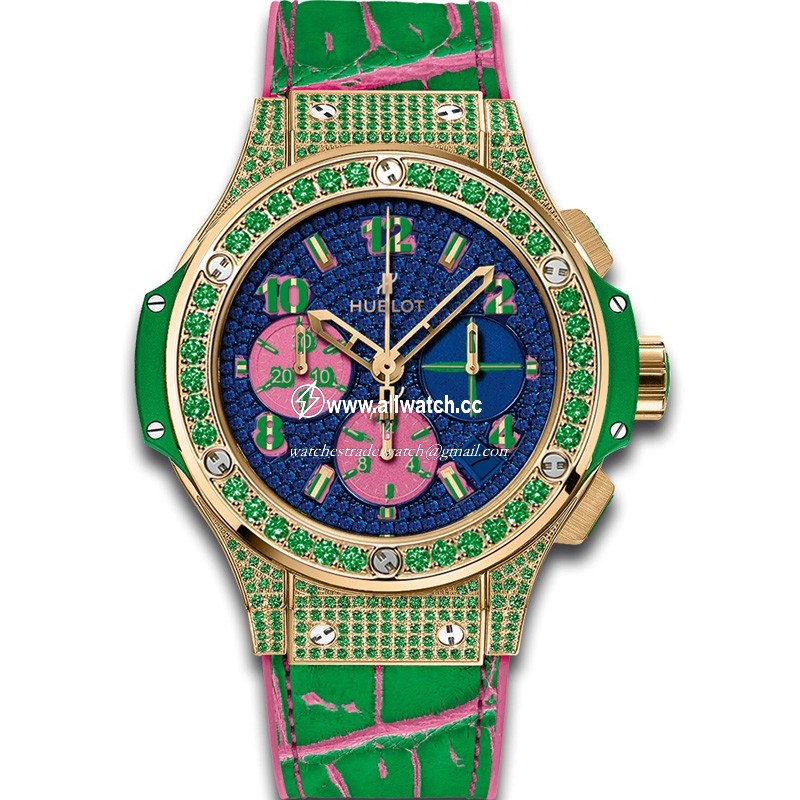 Hublot 341.VG.9089.LR.1622.POP15 Big Bang Pop Art Ladies Automatic Polished 18k Yellow Gold Set with 198 Tsavorites