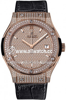 Hublot 542.OX.9010.LR.1704 Classic Fusion Mens Automatic 18K King Gold Diamond Pave