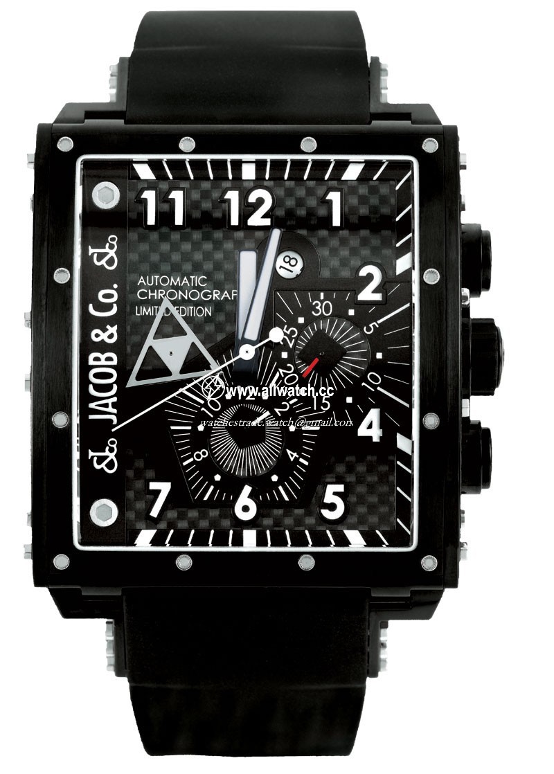 Jacob Co. q2B Epic I Mens Automatic Black PVD Stainless Steel Case with Carbon Fiber I