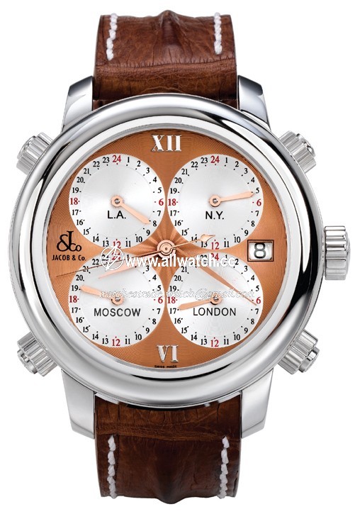 Jacob Co. h24r Five Time Zone Mens Automatic Stainless Steel
