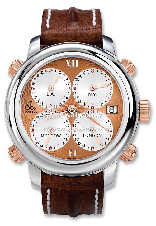 Jacob Co. h24rC Five Time Zone Mens Automatic Stainless Steel