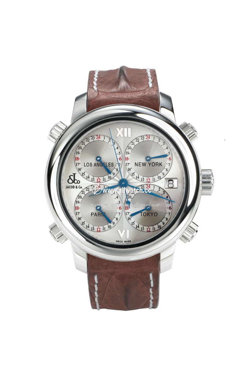Jacob Co. h24SSg Five Time Zone Mens Automatic Stainless Steel