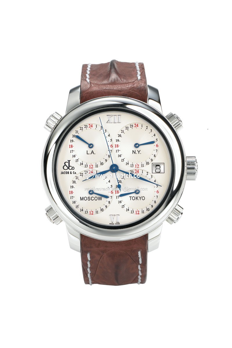 Jacob Co. h24SSP Five Time Zone Mens Automatic Stainless Steel