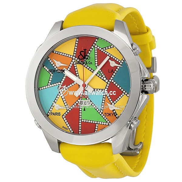 Jacob Co. JC117DA Five Time Zone Mens Quartz Stainless Steel