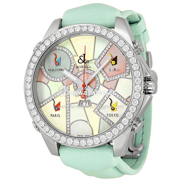 Jacob Co. JC118DA Five Time Zone Unisex Quartz Stainless Steel