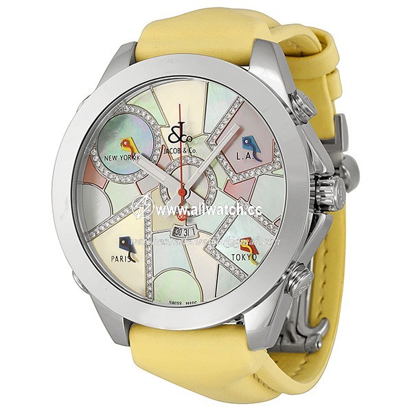 Jacob Co. JC118DA Five Time Zone Unisex Quartz Stainless Steel