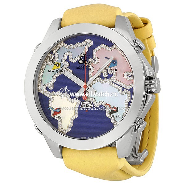 Jacob Co. JC124 Five Time Zone Mens Quartz Stainless Steel