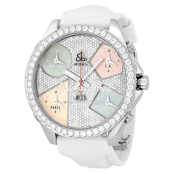 Jacob Co. JC44 Five Time Zone Unisex Quartz Stainless Steel