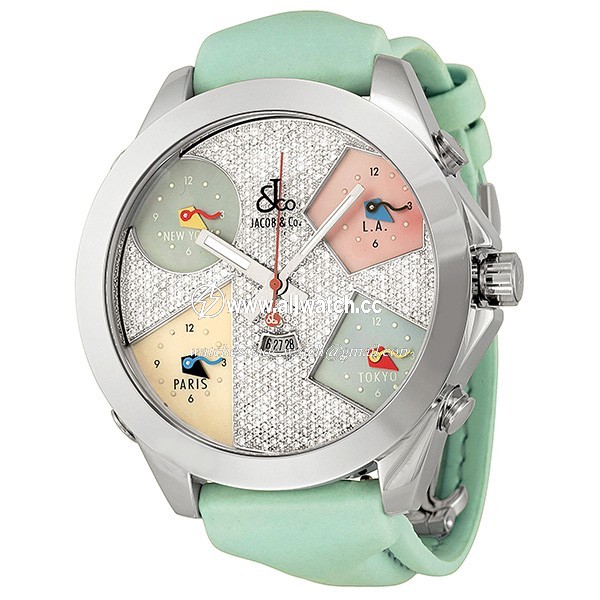 Jacob Co. JC44 Five Time Zone Unisex Quartz Stainless Steel