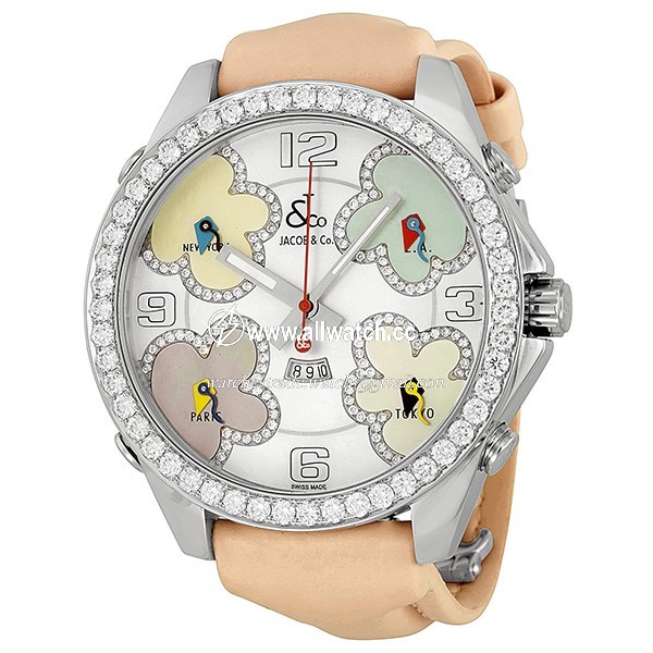 Jacob Co. JCATH10 Five Time Zone Unisex Quartz Stainless Steel