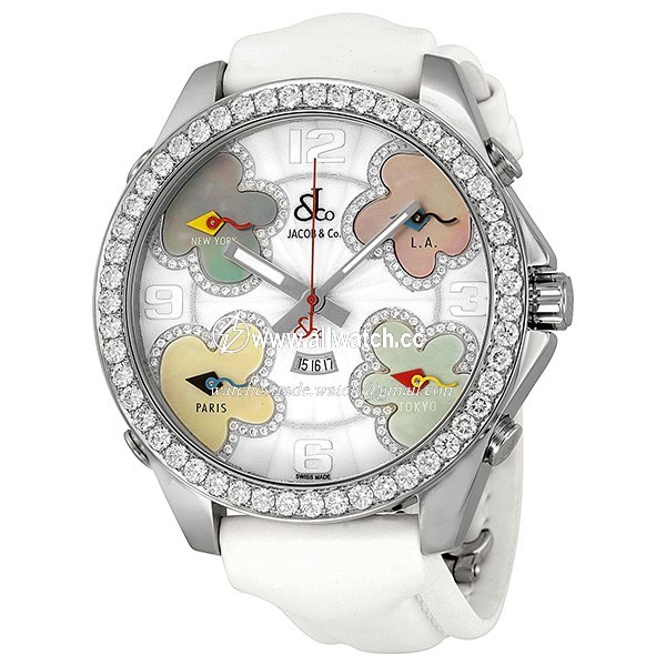 Jacob Co. JCATH7 Five Time Zone Unisex Quartz Stainless Steel