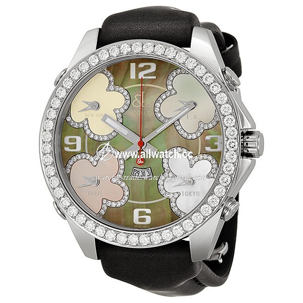 Jacob Co. JCATH9 Five Time Zone Unisex Quartz Stainless Steel