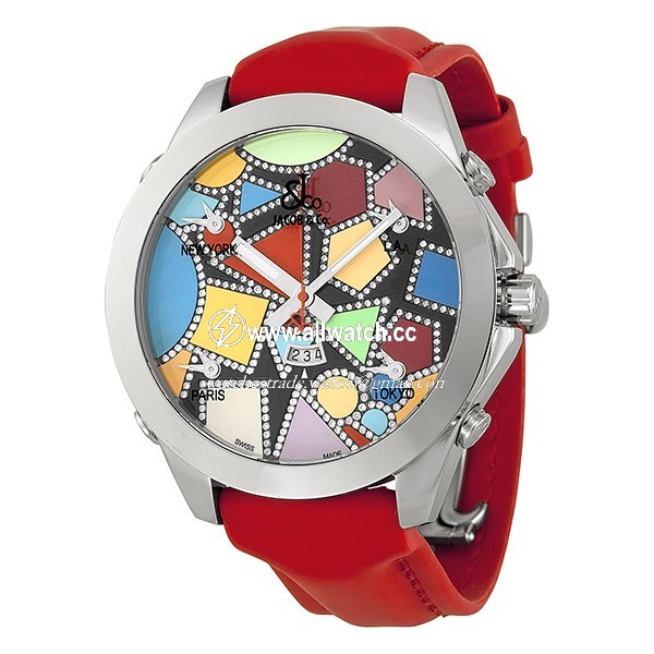 Jacob Co. JCM113DA Five Time Zone Unisex Quartz Stainless Steel