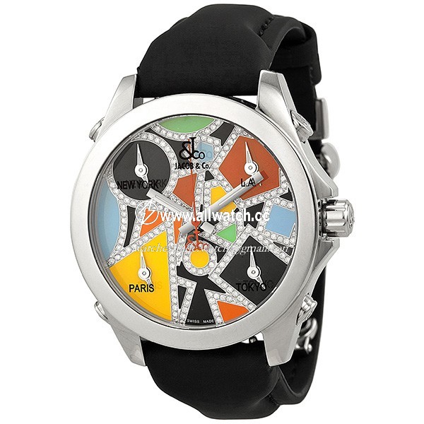 Jacob Co. JCM115DA Five Time Zone Unisex Quartz Stainless Steel