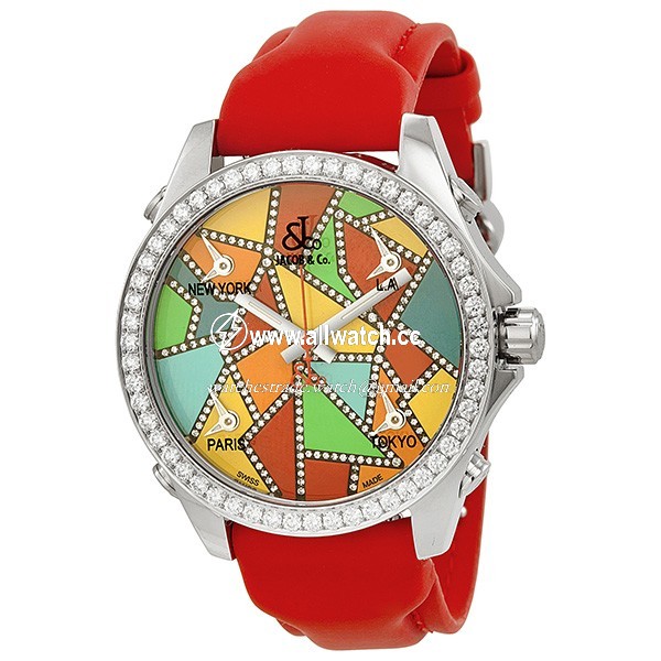 Jacob Co. JCM117DA Five Time Zone Unisex Quartz Stainless Steel