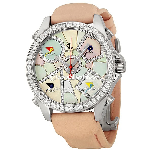 Jacob Co. JCM118DA Five Time Zone Unisex Quartz Stainless Steel