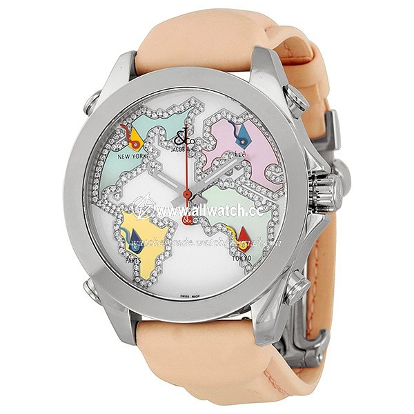 Jacob Co. JCM123 Five Time Zone Unisex Quartz Stainless Steel