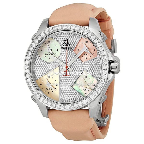 Jacob Co. JCM44 Five Time Zone Unisex Quartz Stainless Steel