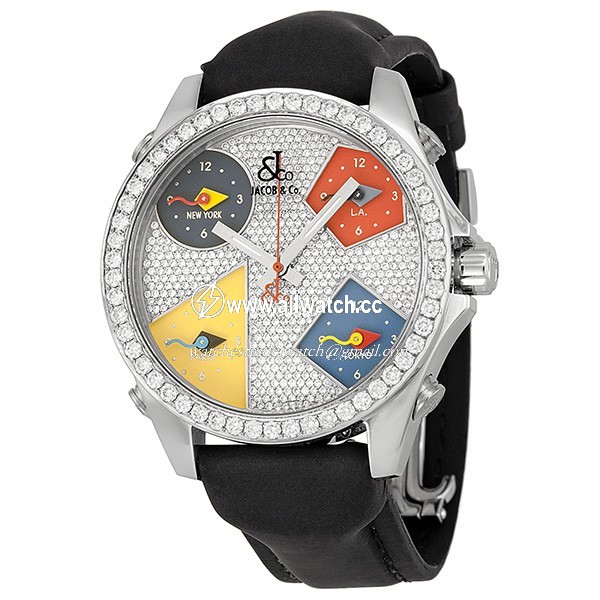 Jacob Co. JCM45 Five Time Zone Unisex Quartz Stainless Steel