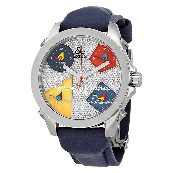 Jacob Co. JCM45 Five Time Zone Unisex Quartz Stainless Steel