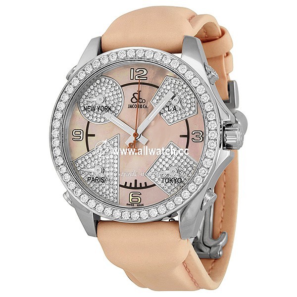 Jacob Co. JCM79P Five Time Zone Unisex Quartz Stainless Steel