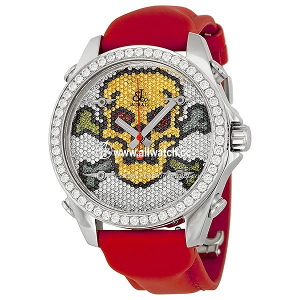 Jacob Co. JCMSKULL1 Five Time Zone Unisex Quartz Stainless Steel