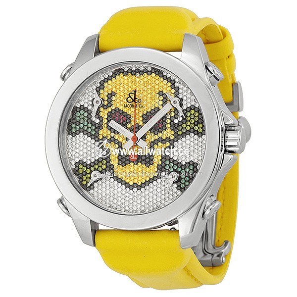 Jacob Co. JCMSKULL1 Five Time Zone Unisex Quartz Stainless Steel