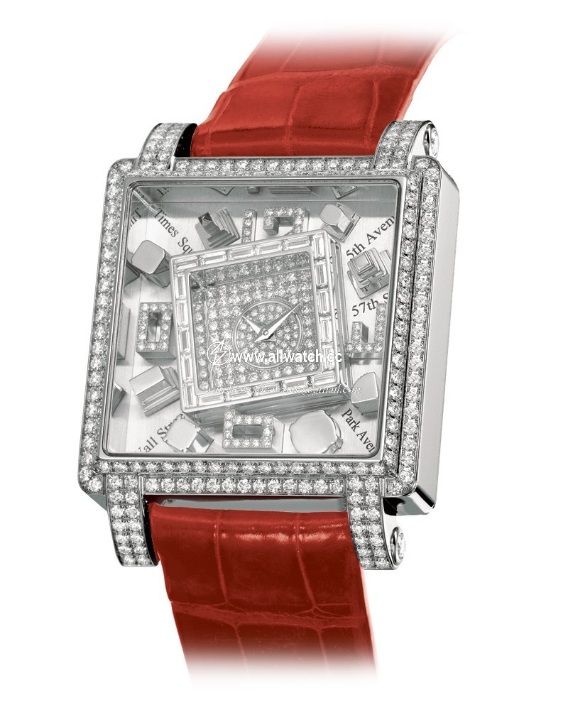 Jacob Co. ManhattanWg The Manhattan Ladies Quartz 18k White Gold Pave Diamond