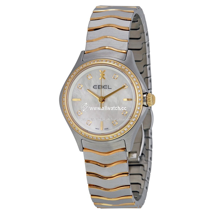 Ebel 1216198 Wave Ladies Quartz Stainless Steel and 18kt Yellow Gold
