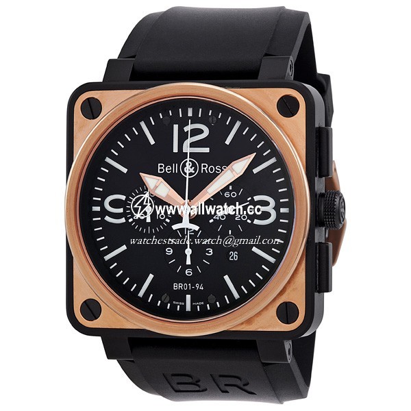 Bell & Ross BR0194-BICOLOR Aviation Mens Automatic 18 kt Rose Gold-Plated Stainless Steel