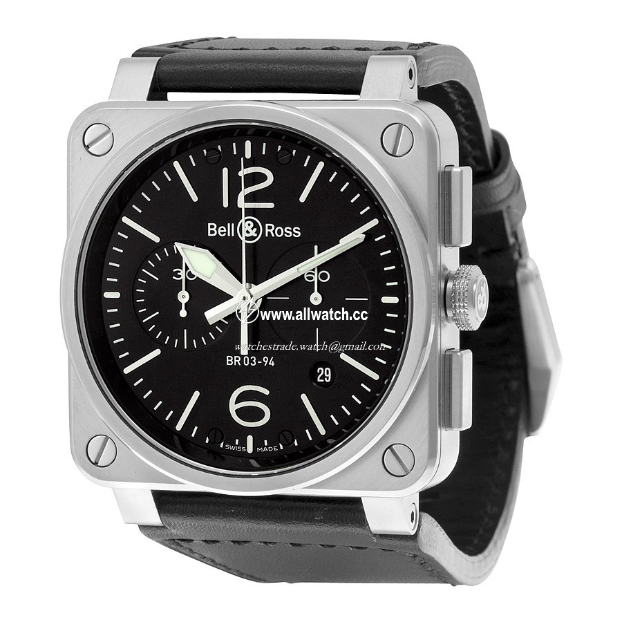 Bell & Ross BR0394-BL-SI/SCA Aviation Mens Automatic Stainless Steel