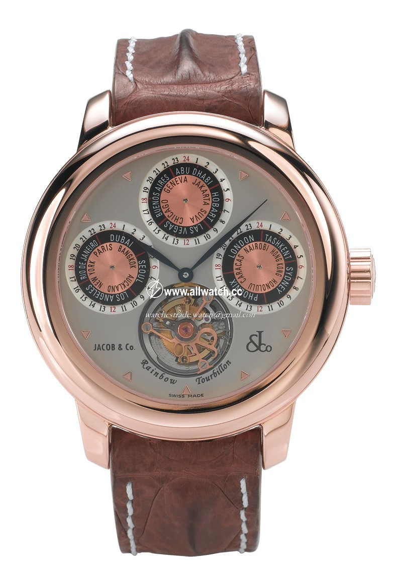 Jacob Co. r5rg Rainbow Tourbillon Mens Hand Wind 18k Rose Gold