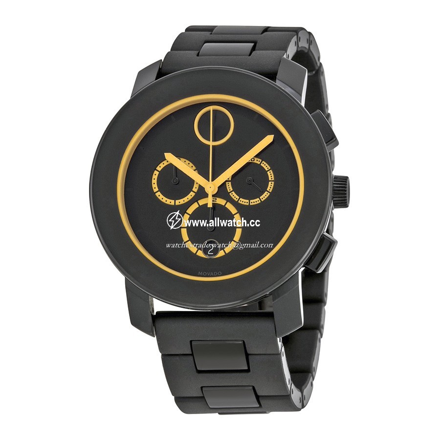 Movado 3600275 Bold Mens Quartz Black TR90 and Stainless Steel