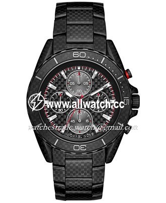 Michael Kors MK8455 JetMaster Mens Quartz Black-Tone Carbon Fiber